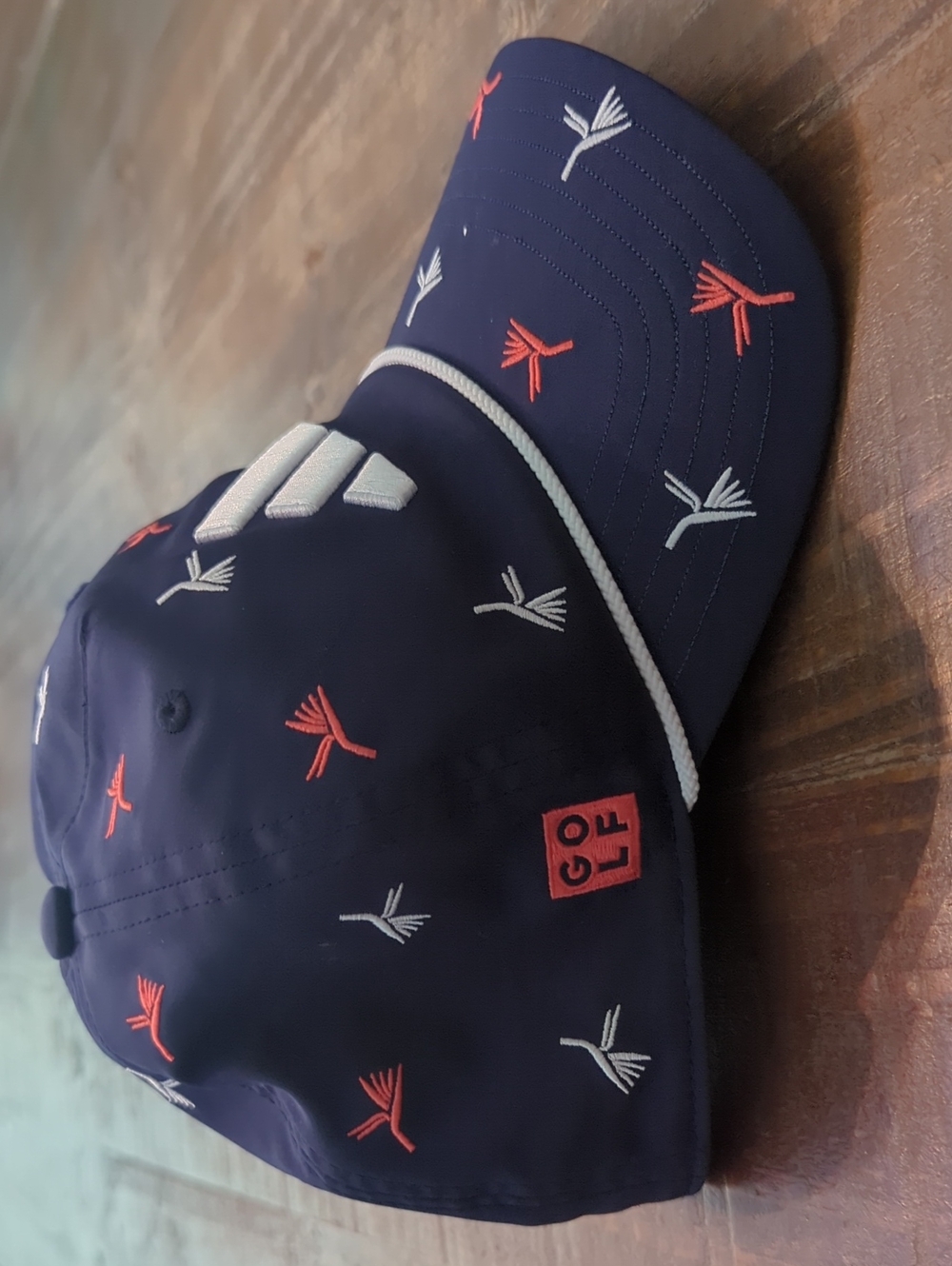 ADIDAS Golf  Navy Cap with Coral & White Embroidered Motifs-New With Tags